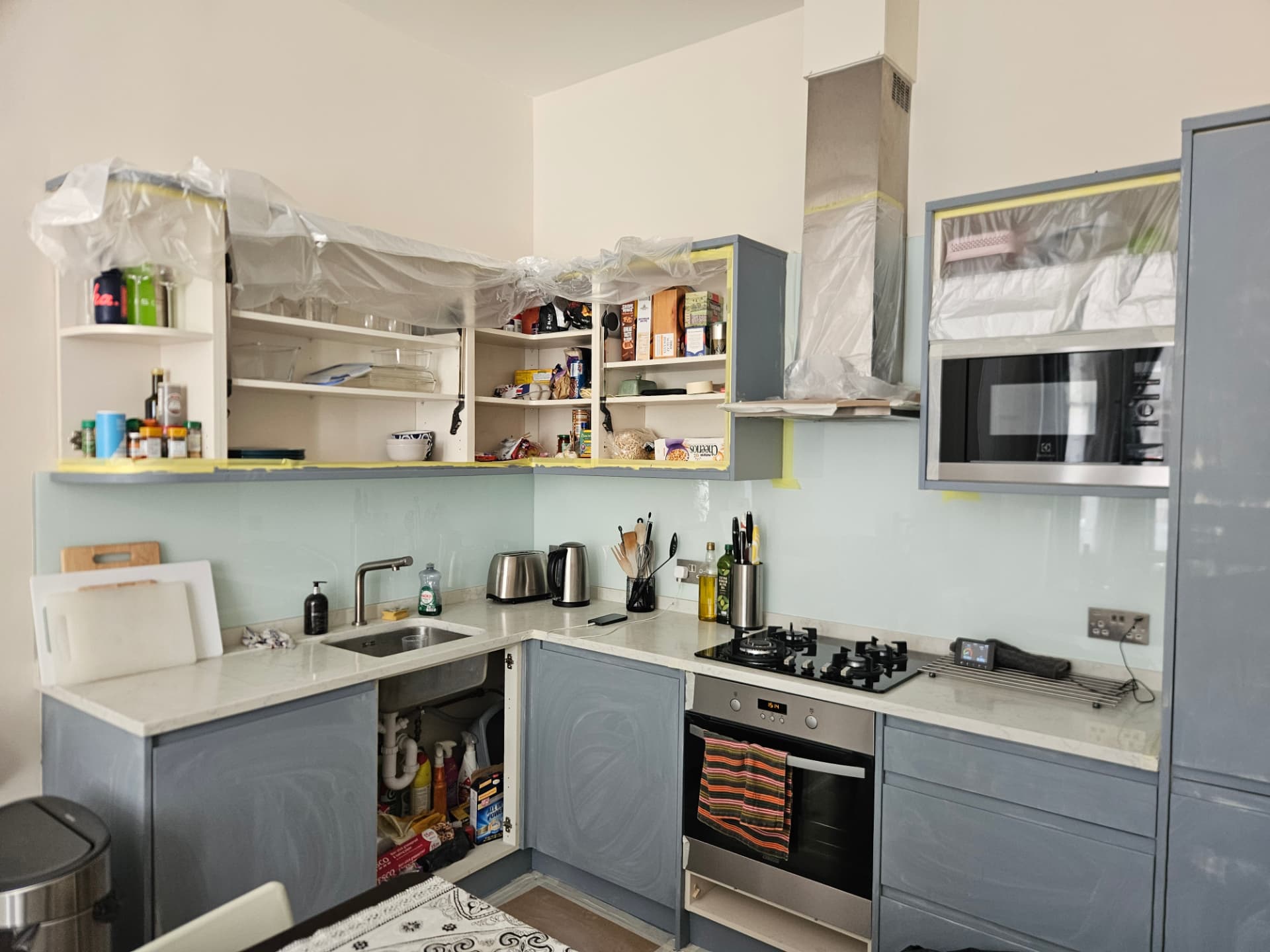 Before photo — Maida Vale kitchen transformation in farrow & ball treron, before preparation and painting by The Painters London.